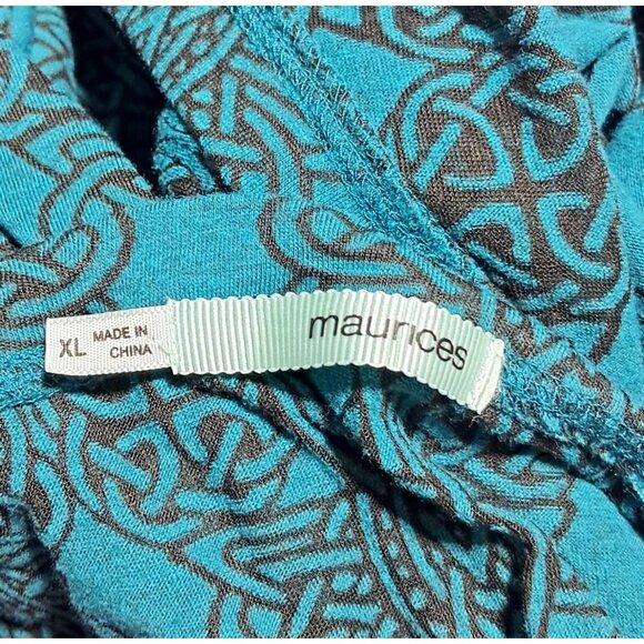 Maurices Sheer Burnout Celtic Shirt Womens XL Long Sleeve V-Neck Top Teal & Blac - Picture 3 of 10